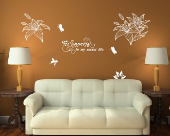 Lily Flower with Quotes Vinyl Decals Modern Wall Art